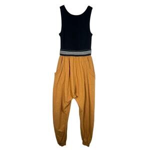 Free People Black & Mustard Two-Tone Jumpsuit